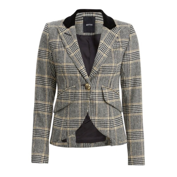 Smythe Glen Plaid Duchess Single Button Wool Twill Blazer - Picture 1 of 5